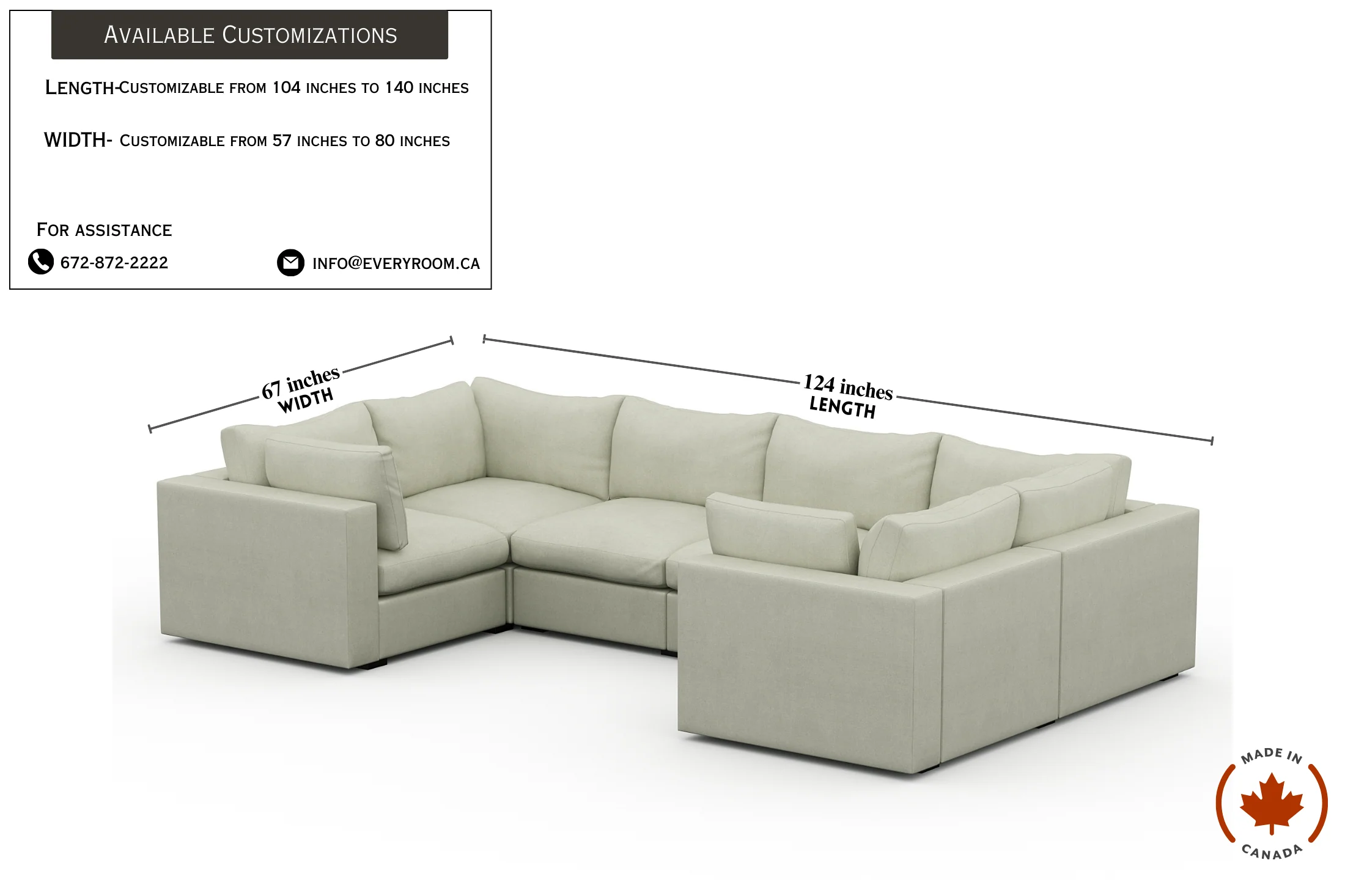Bennet Pearl Cream 6 Seater U Shape - Image 4