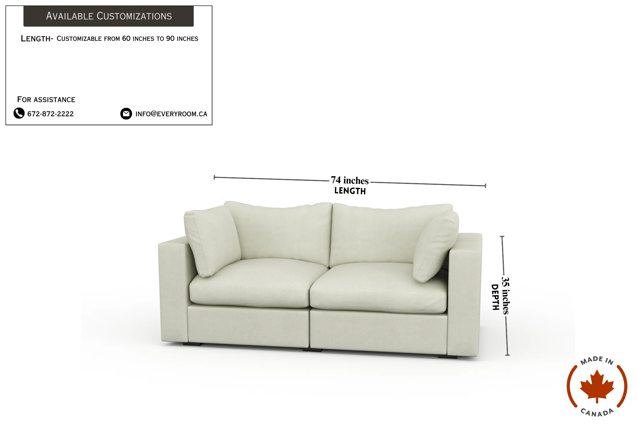 Bennet Pearl Cream 62" Sofa - Image 4