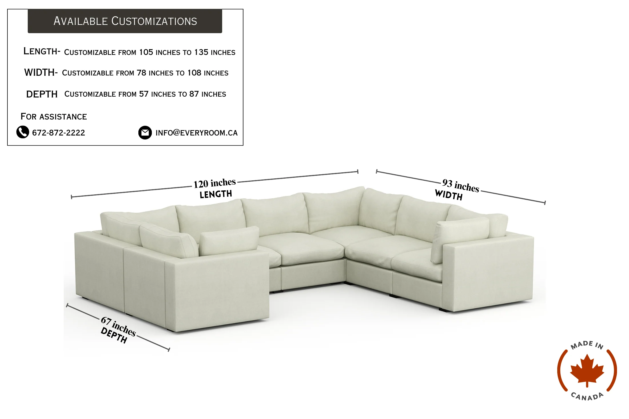 Bennet Pearl Cream 7 Seater U Shape - Image 4