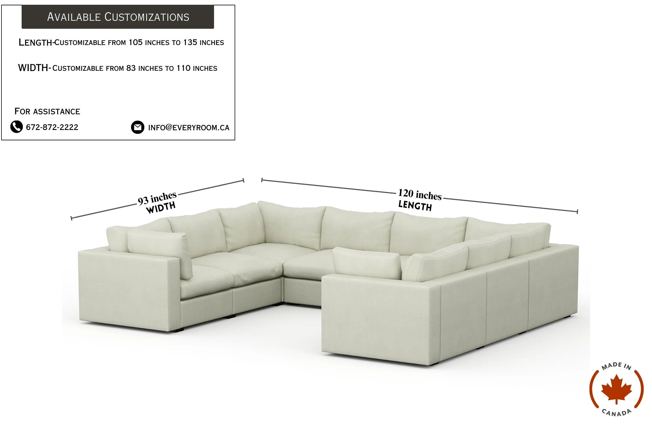 Bennet Pearl Cream 8 Seater U Shape - Image 4