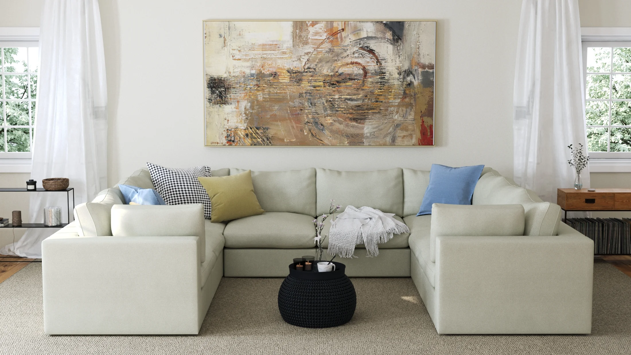 Bennet Pearl Cream 8 Seater U Shape - Image 5