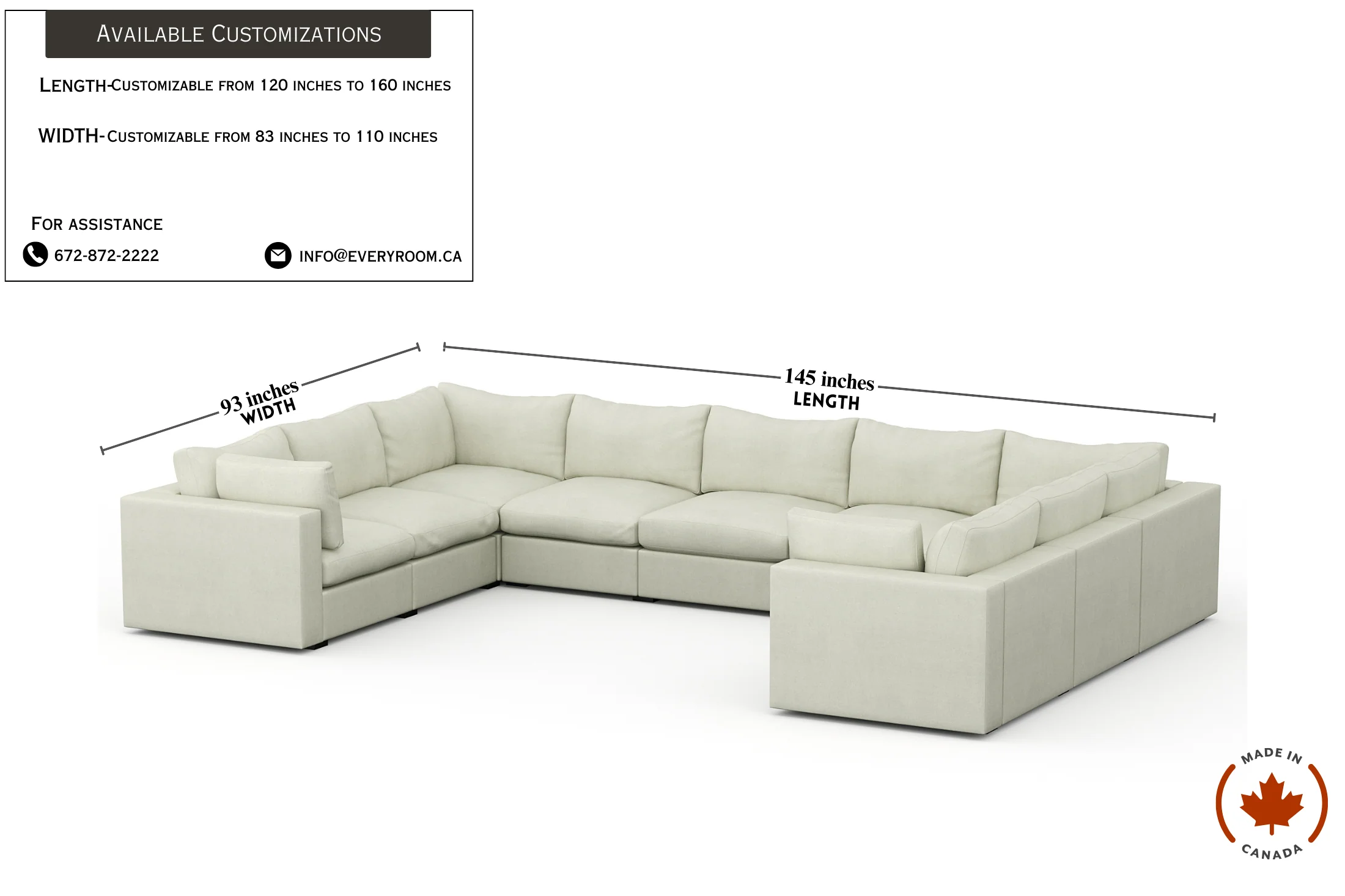 Bennet Pearl Cream 9 Seater U Shape - Image 4