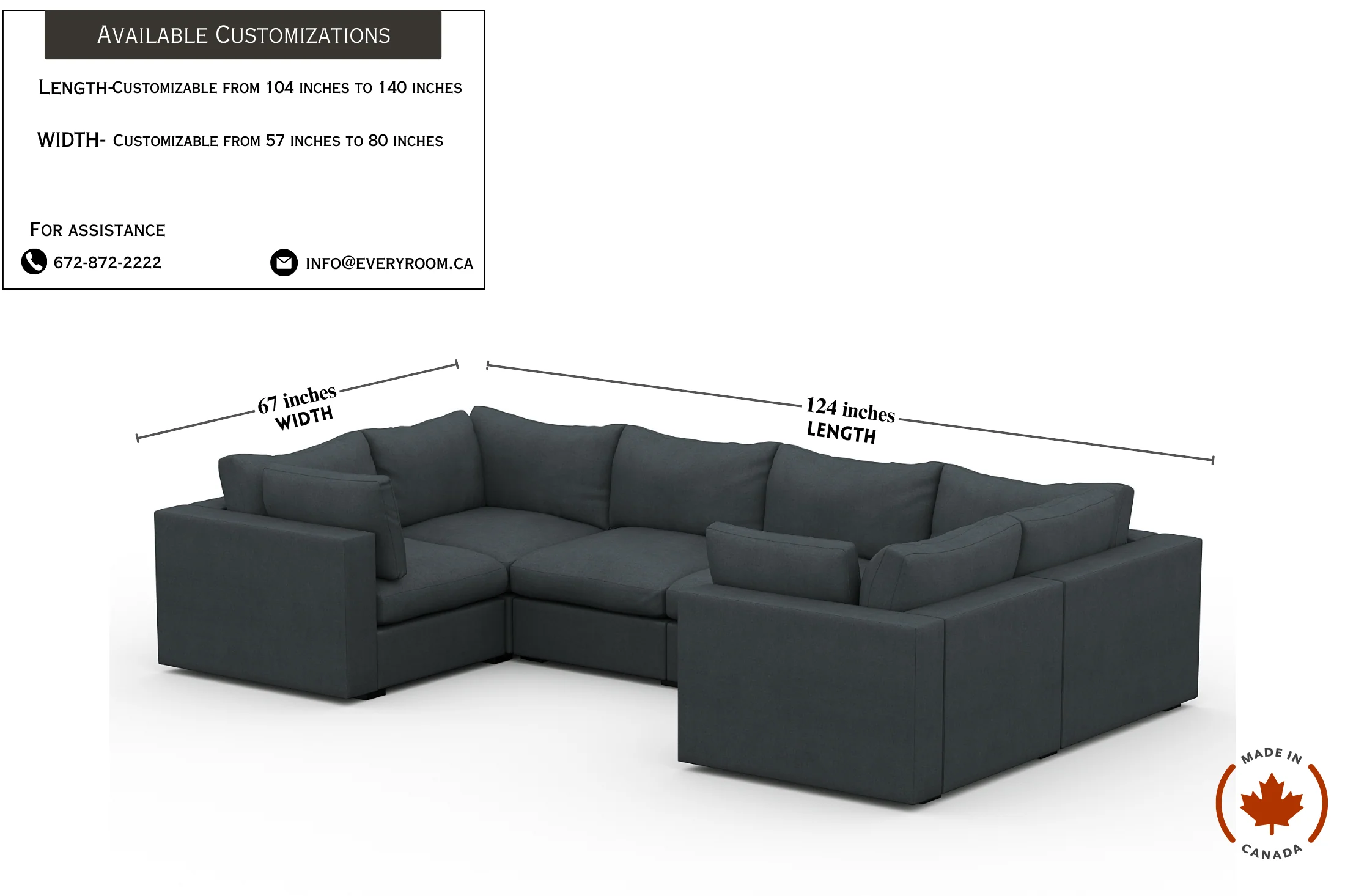 Bennet Pewter Grey 6 Seater U Shape - Image 4