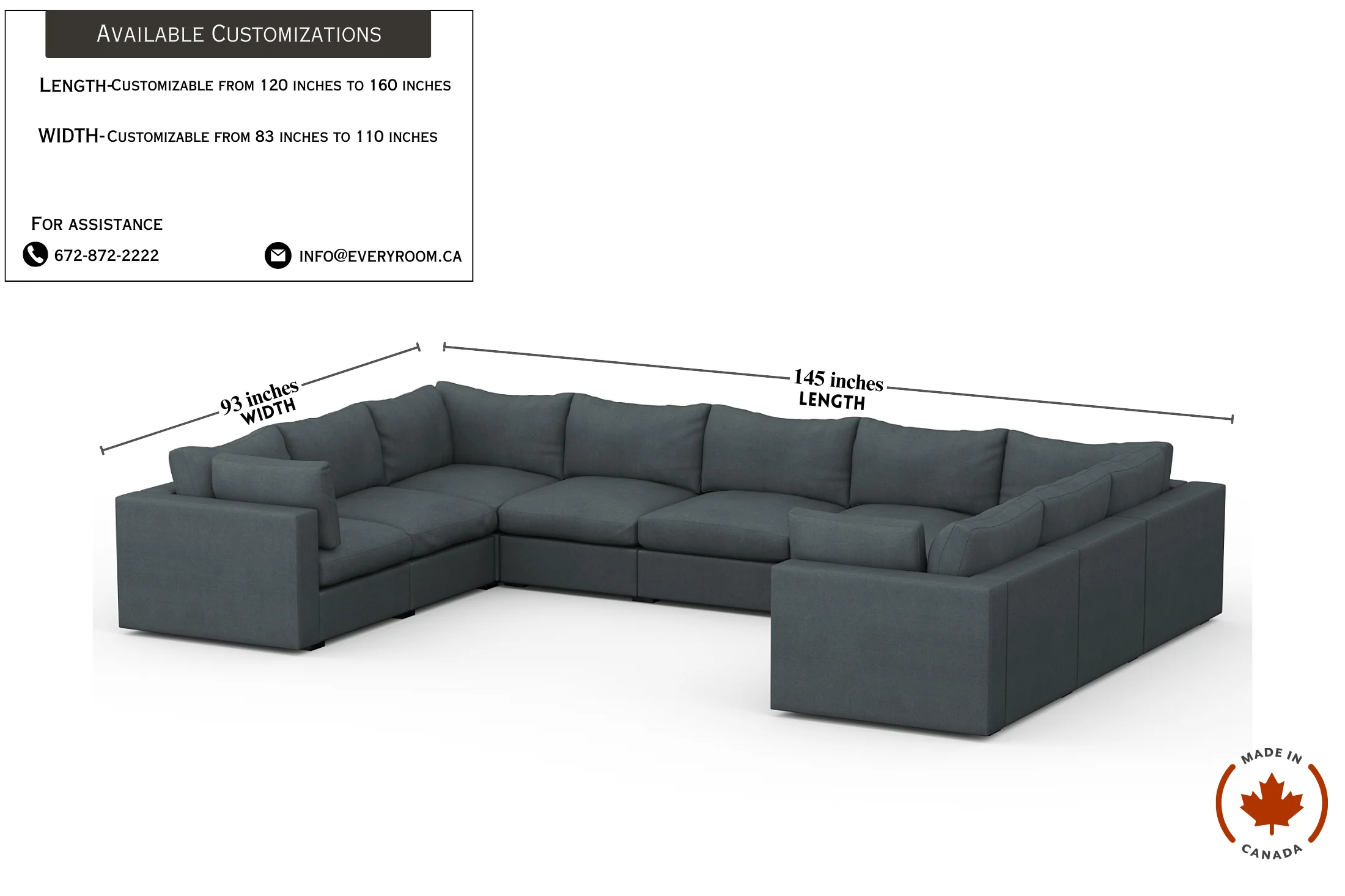 Bennet Pewter Grey 9 Seater U Shape - Image 4