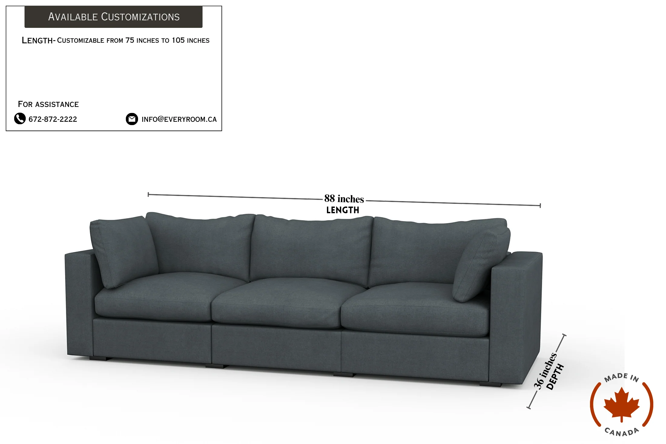 Bennet Pewter Grey Sofa - Image 4
