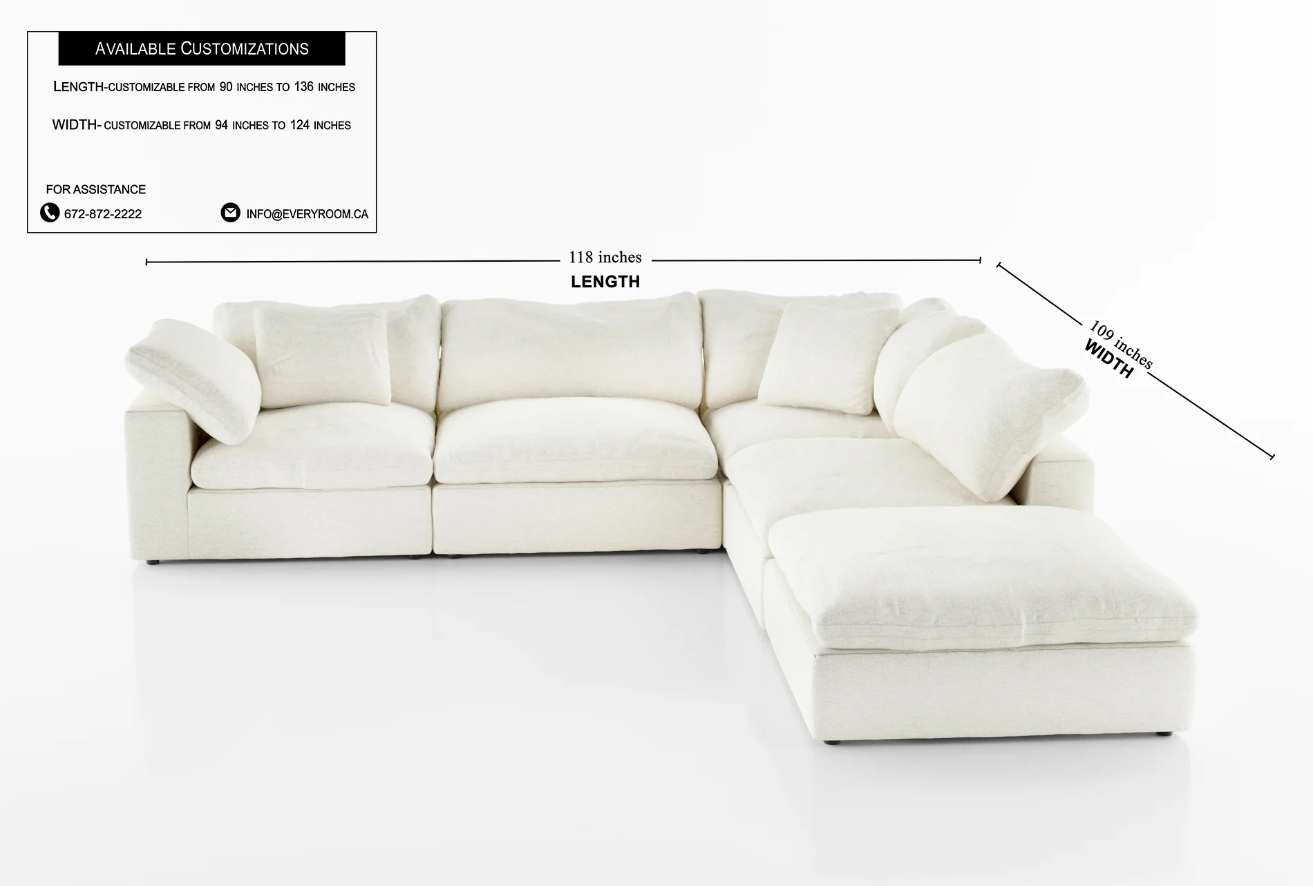 Cloud Paradise Sectional 4 Seater With Ottoman - Image 49