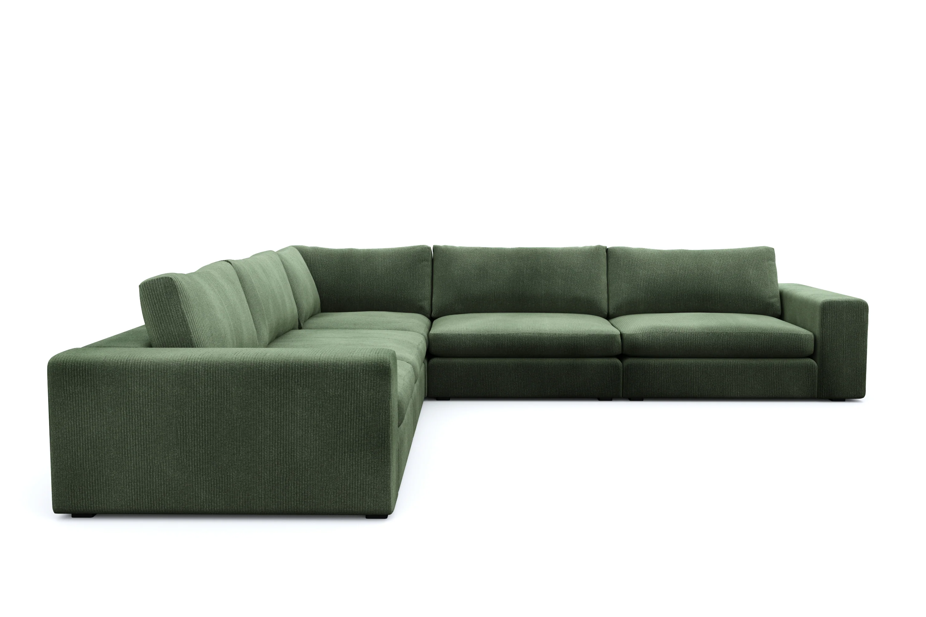 Juniper Green Corduroy 5 Seat Corner Sectional - Image 3