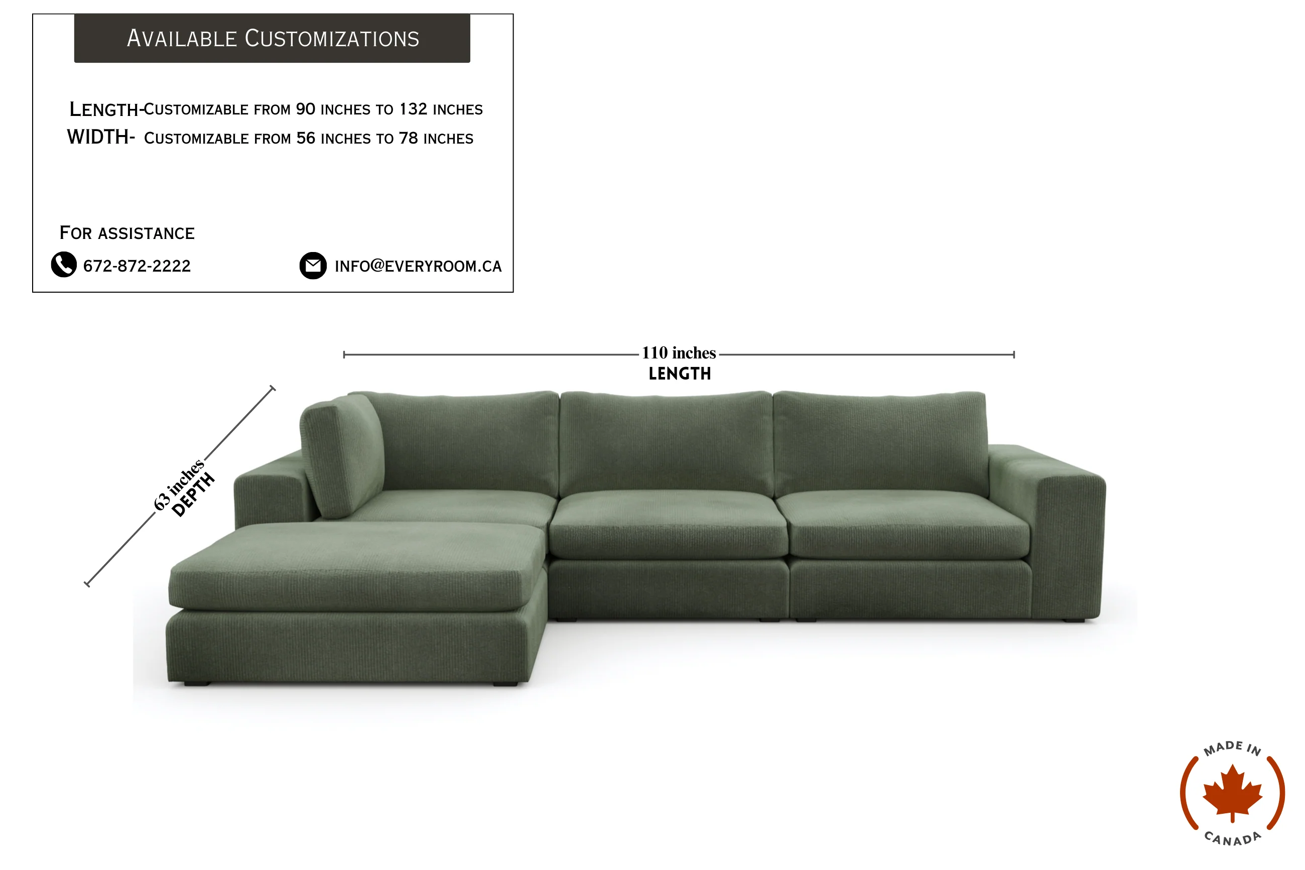 Juniper Green Corduroy Sectional - Image 3