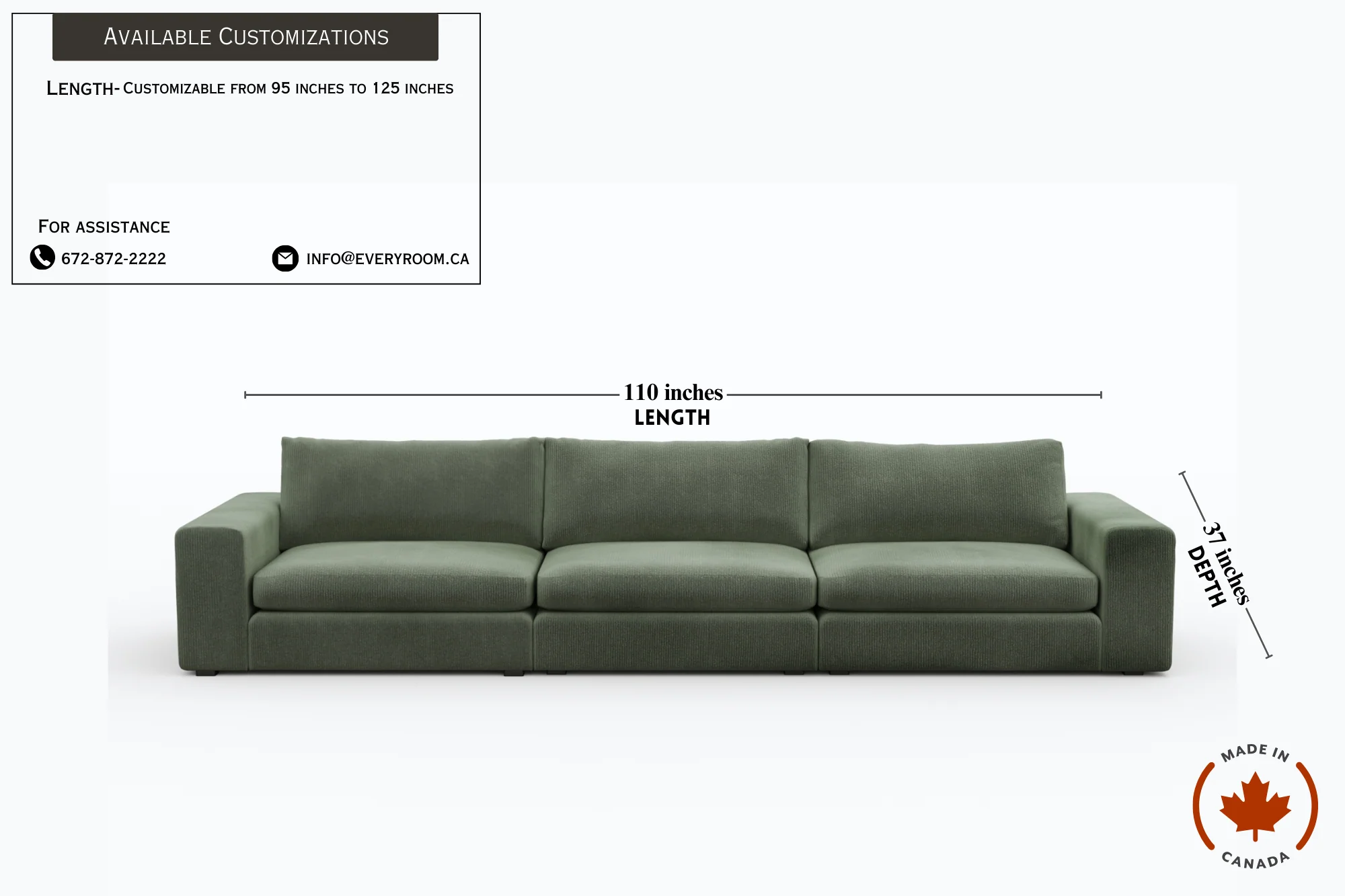 Juniper Green Corduroy Sofa - Image 4