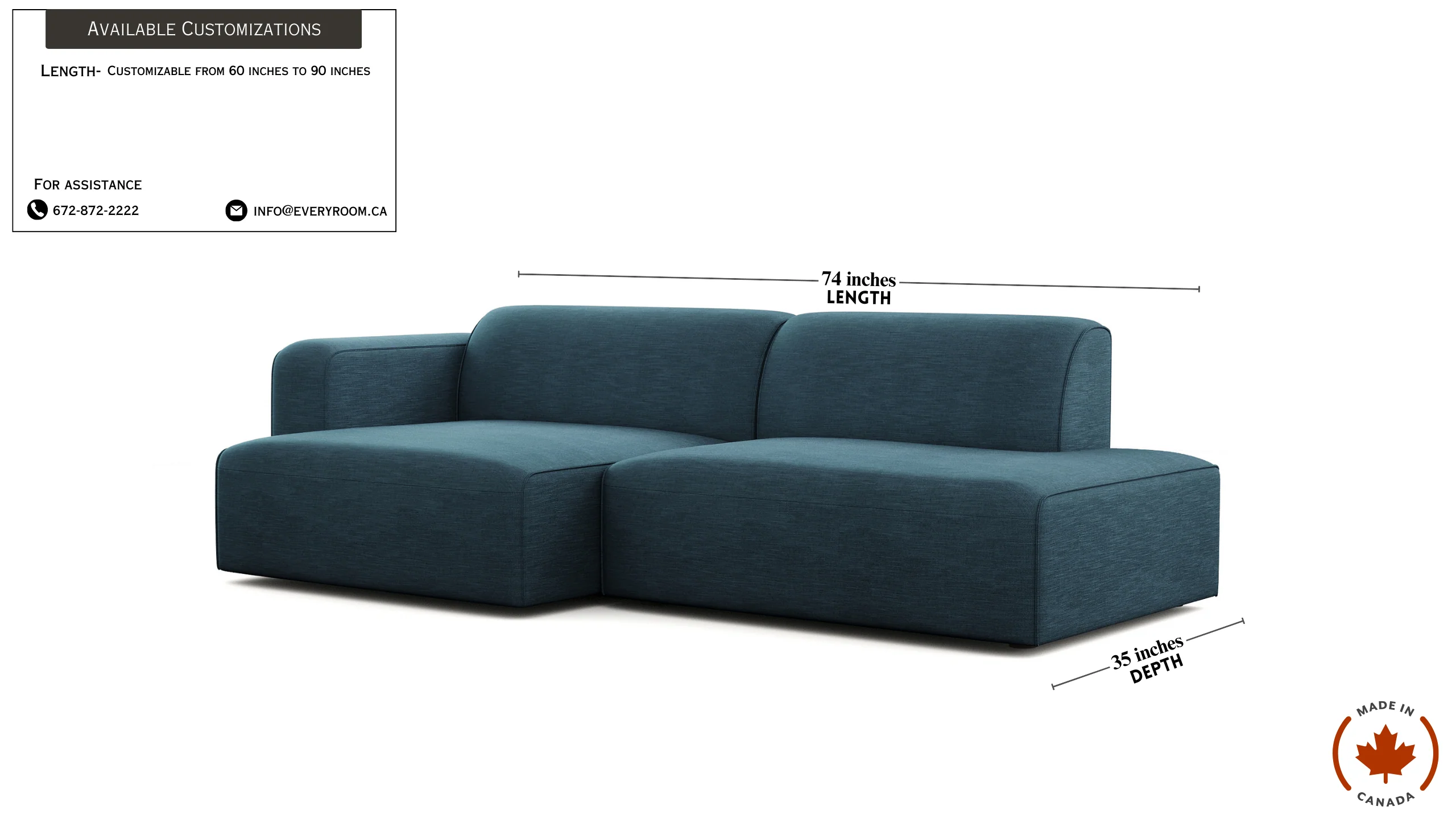 Luna Blue Curve Loveseat - Image 4