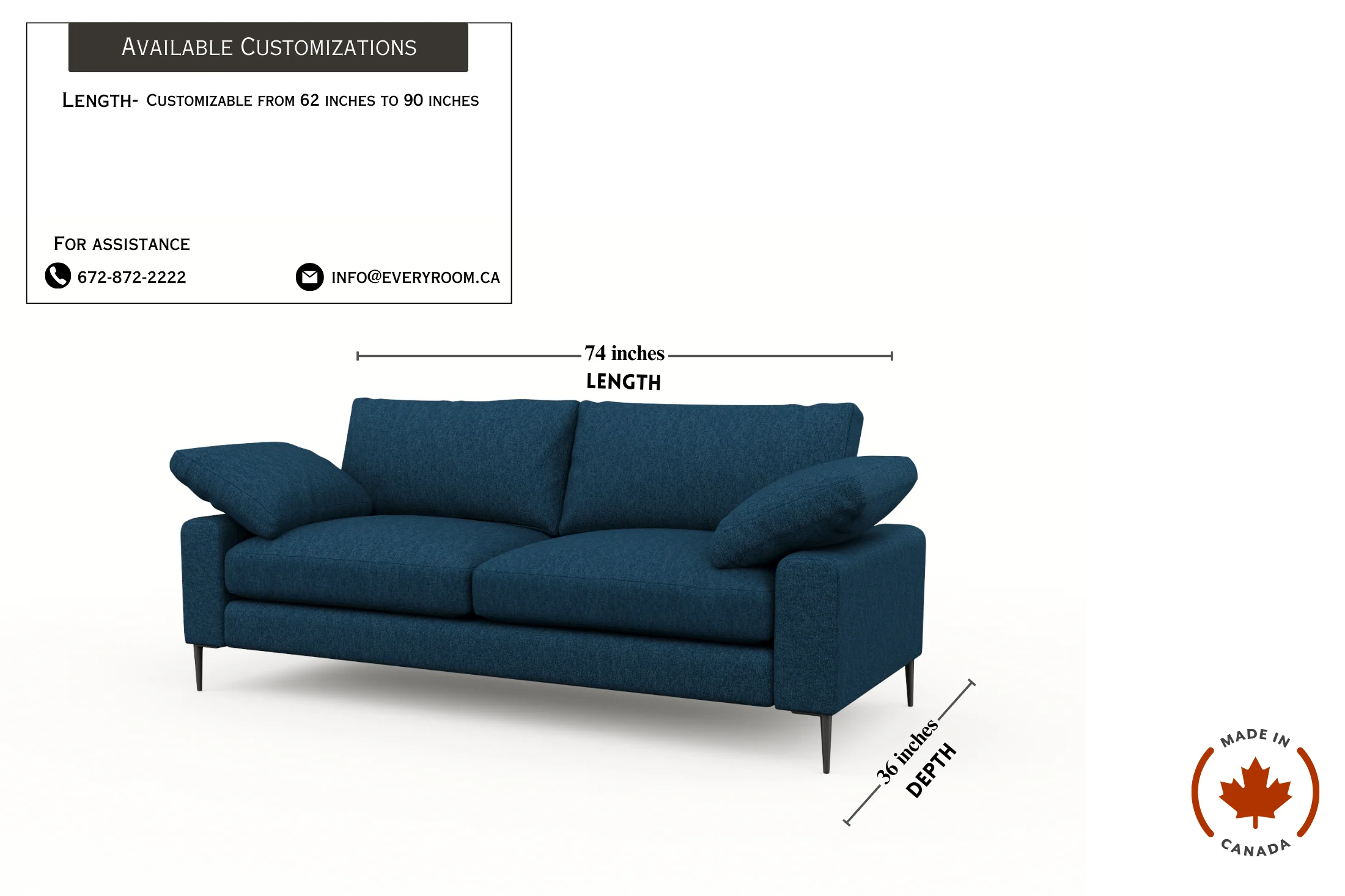 Slate Midnight Blue Loveseat Sectional - Image 3
