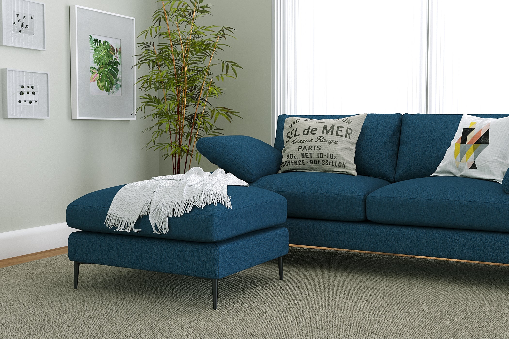 Slate Midnight Blue Loveseat Sectional - Image 5
