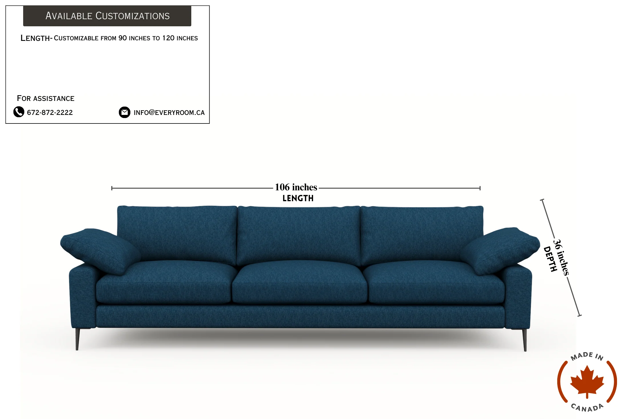 Slate Midnight Blue Sofa - Image 4