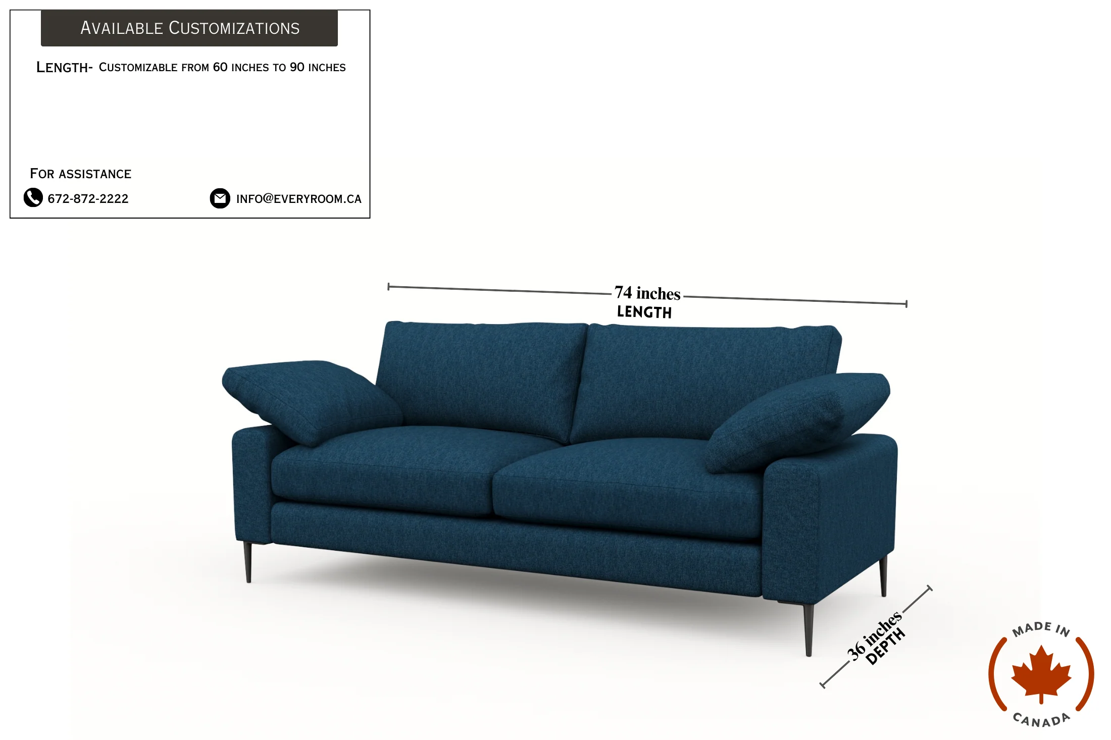 Slate Midnight Blue Sofa & Loveseat - Image 3