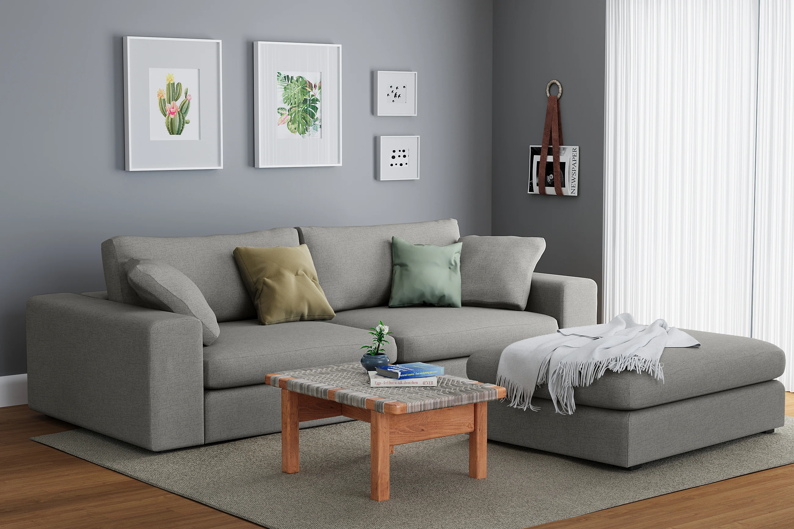 Titan Silver Grey 80" Sofa & Ottoman - Image 12