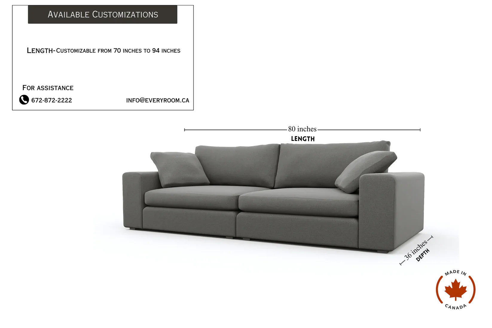 Titan Libby Grey 80" Sofa & Ottoman - Image 4
