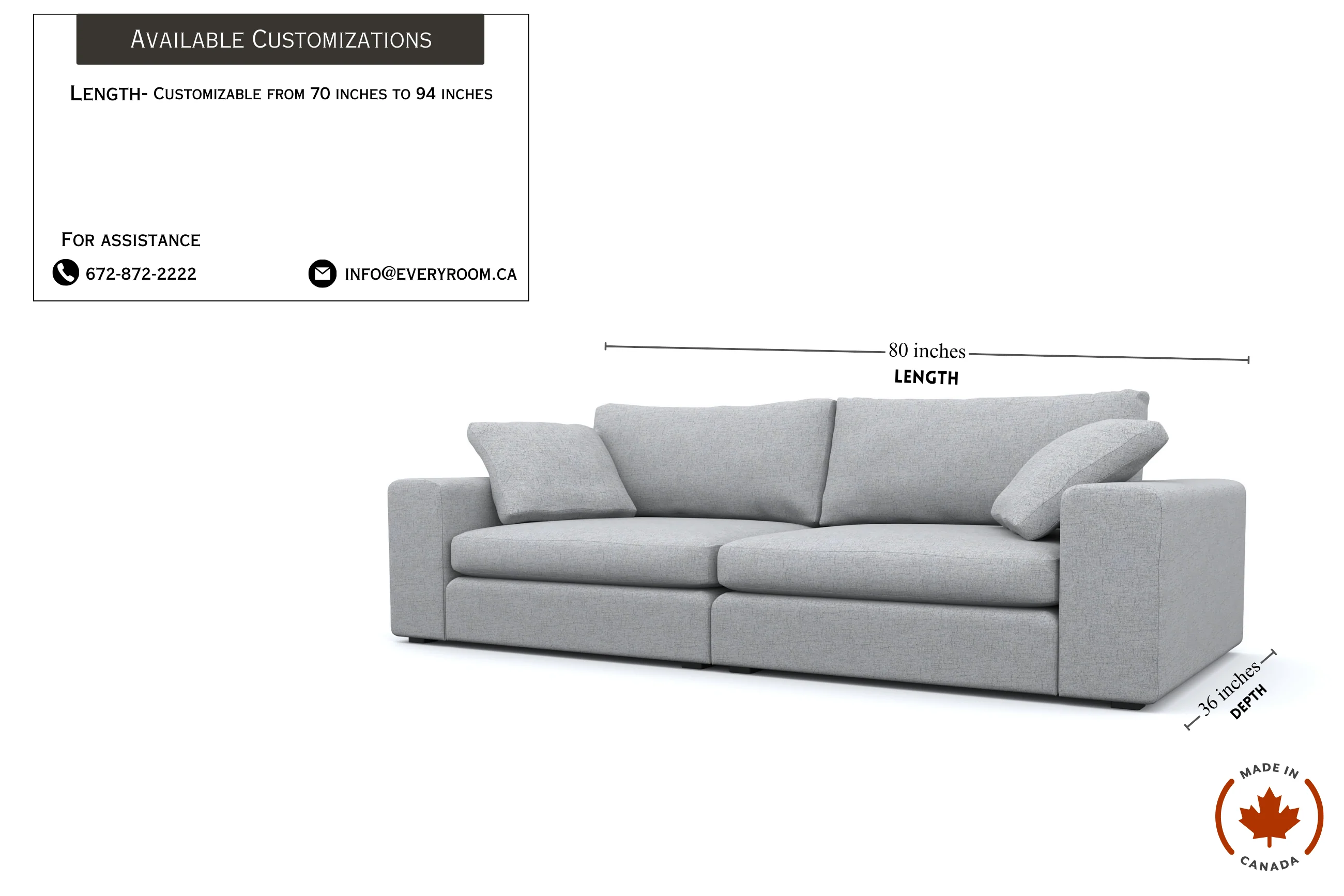 Titan Silver Grey Grand Sofa & 80" Love Seat - Image 5